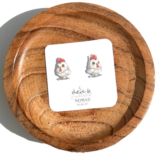 Chicken Stud Earrings | Cute Farm Animal Earrings | Hen Earrings | Chicken Lover Gift | Farmhouse Jewelry | Country Studs
