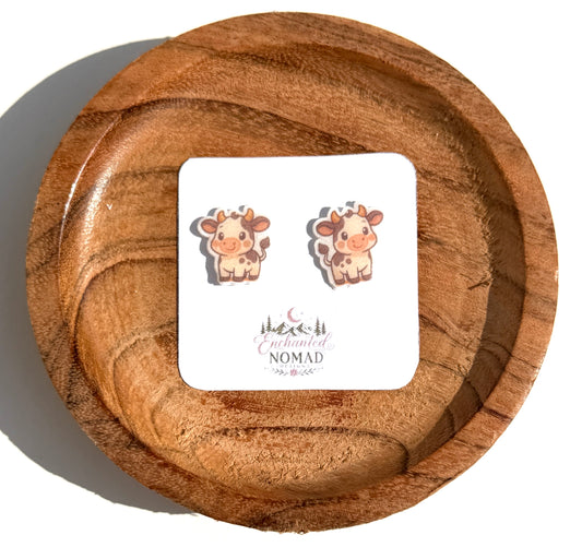 Cow Stud Earrings | Cute Farm Animal Earrings | Highland Cow Inspired Studs | Farm Life Jewelry | Cow Lover Gift