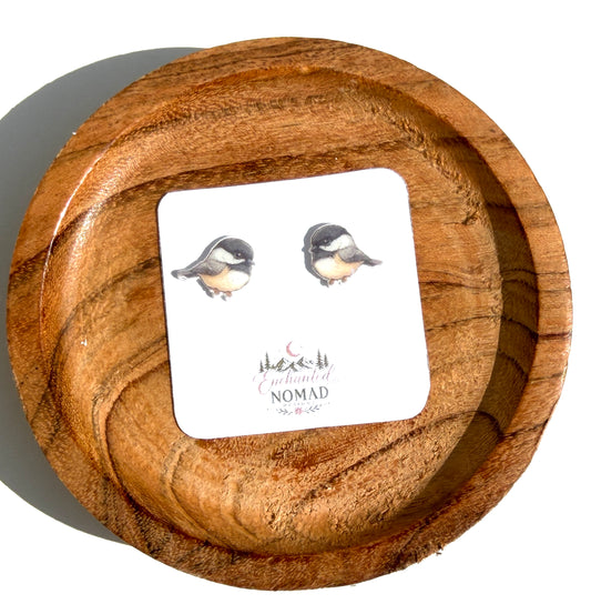 Chickadee Stud Earrings | Bird Lover Earrings | Nature Inspired Studs | Backyard Bird Jewelry | Lightweight Animal Earrings