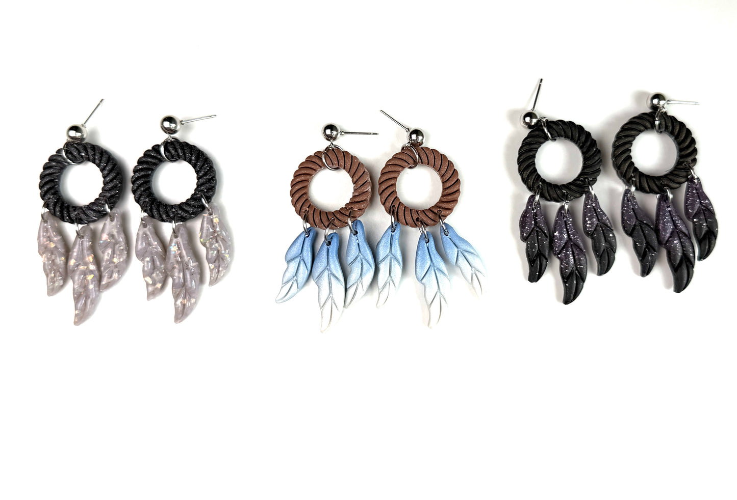Dreamcatcher Polymer Clay Earrings | Handmade Boho Feather Dangle Earrings | Lightweight Statement Earrings | Nature Inspired Jewelry | Gift for Her
