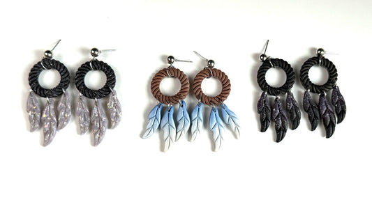 Dreamcatcher Polymer Clay Earrings | Handmade Boho Feather Dangle Earrings | Lightweight Statement Earrings | Nature Inspired Jewelry | Gift for Her