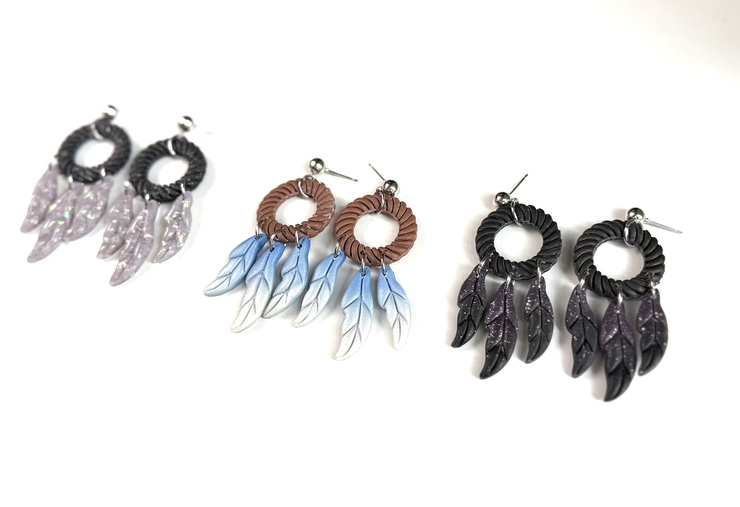 Dreamcatcher Polymer Clay Earrings | Handmade Boho Feather Dangle Earrings | Lightweight Statement Earrings | Nature Inspired Jewelry | Gift for Her