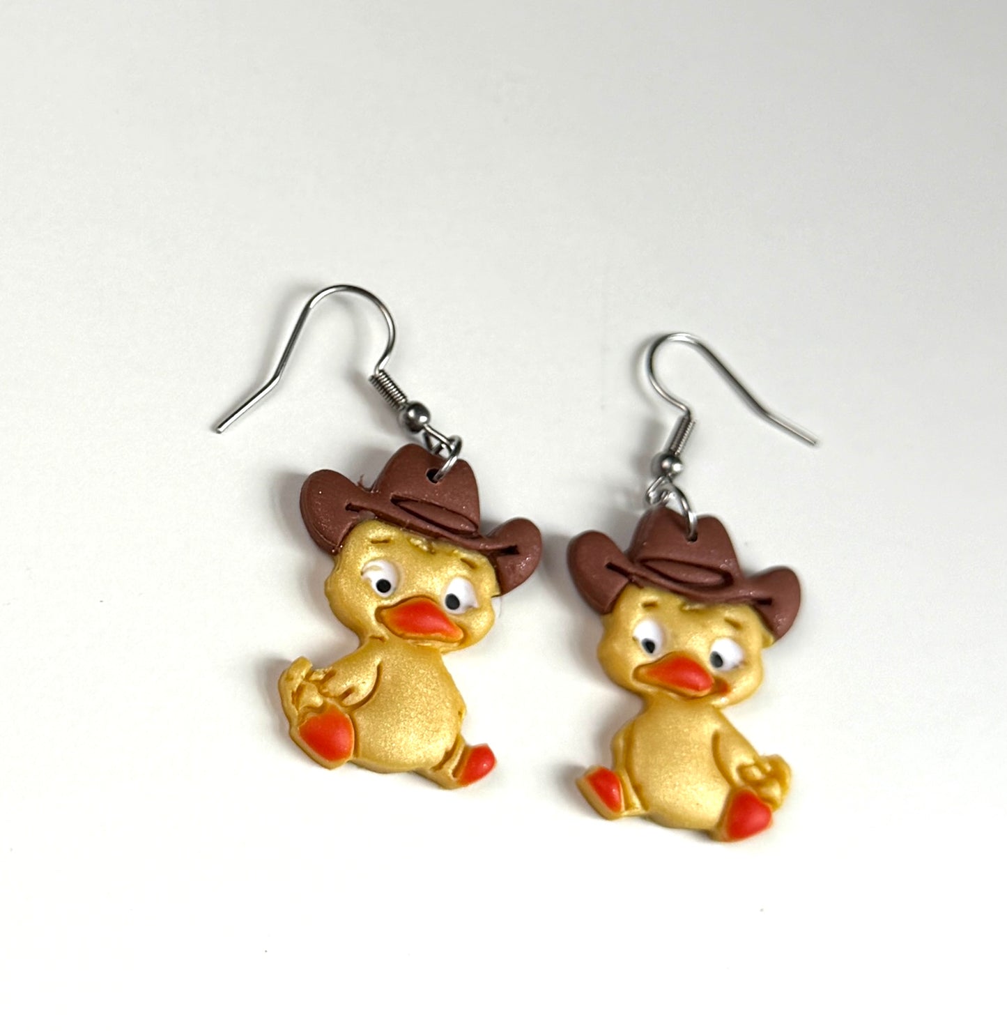 Cute Cowboy Duck Earrings, Western Duck Dangle Earrings, Farm Animal Jewelry, Country Cowgirl Gift, Funny Duck Earrings