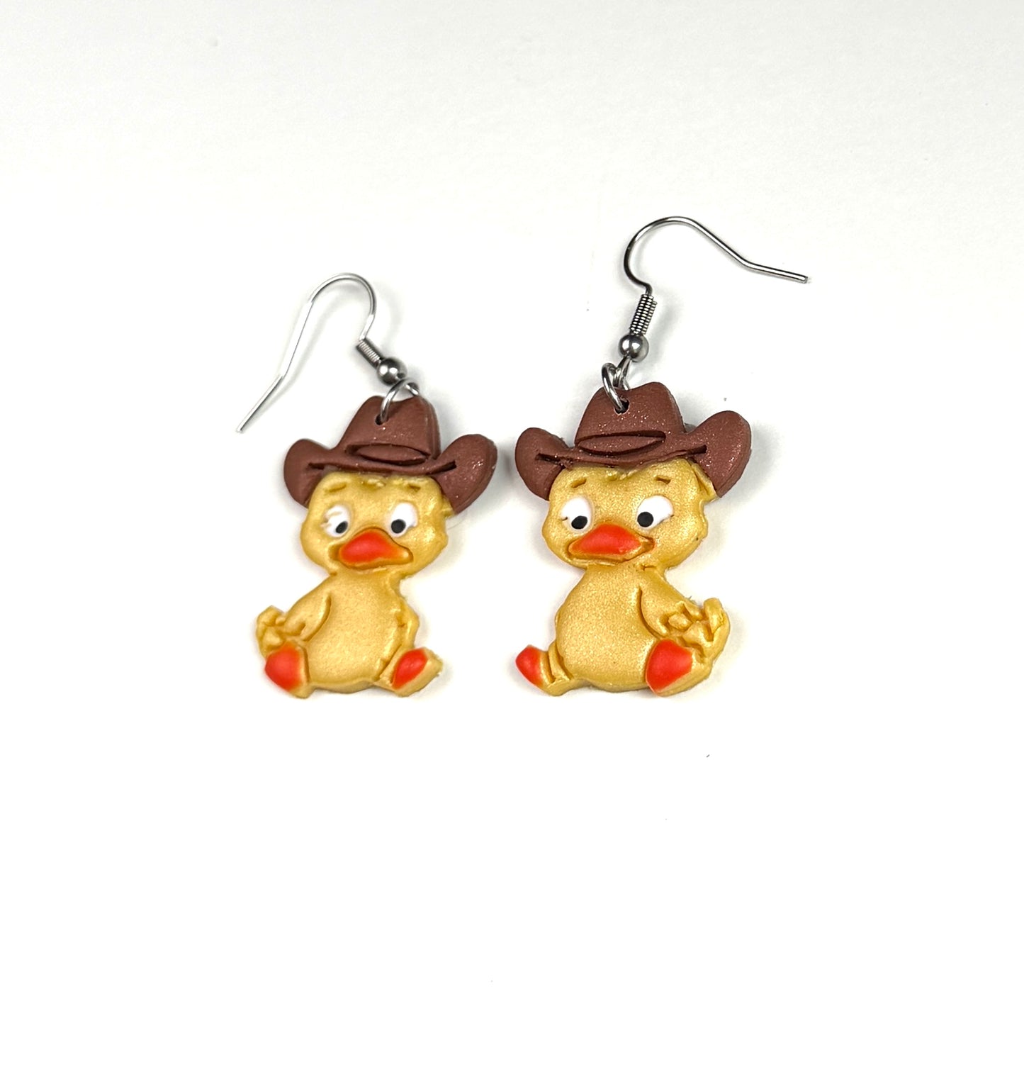 Cute Cowboy Duck Earrings, Western Duck Dangle Earrings, Farm Animal Jewelry, Country Cowgirl Gift, Funny Duck Earrings