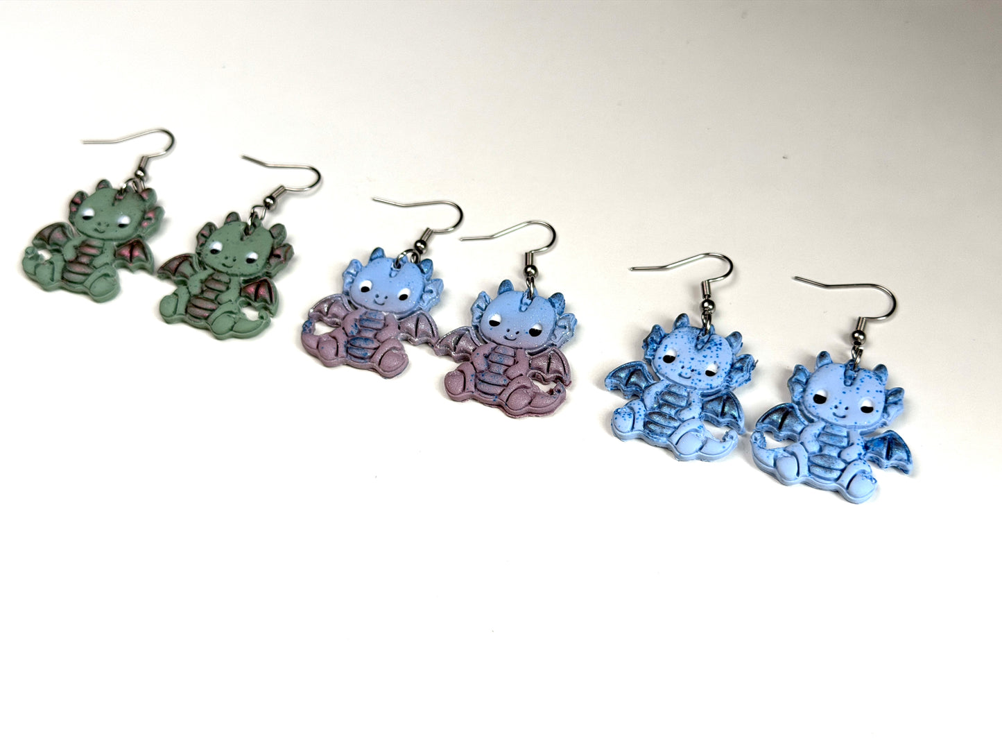 Baby Dragon Polymer Clay Earrings | Cute Dragon Dangle Earrings | Fantasy Dragon Jewelry | Kawaii Dragon Earrings | Handmade Lightweight Gift for Her