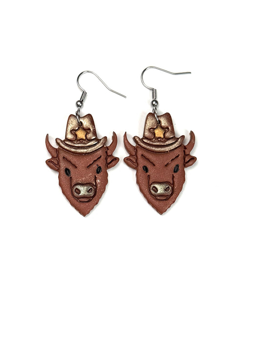Buffalo Bison Earrings, Western Animal Earrings, Rustic Country Jewelry, Handmade Lightweight Earrings, Cowgirl Gift, Nature Lover Gift