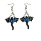 Black Floral Dragon Earrings | Blue Rose Dragon Dangles | Fantasy Polymer Clay Jewelry | Gothic Witchy Statement Earrings Handmade