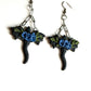 Black Floral Dragon Earrings | Blue Rose Dragon Dangles | Fantasy Polymer Clay Jewelry | Gothic Witchy Statement Earrings Handmade