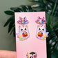 Ghost Cat Halloween Dangle Earrings, Pastel Rainbow Kawaii Bat Studs, Cute Resin Sealed Lightweight Spooky Jewelry