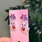 Ghost Cat Halloween Dangle Earrings, Pastel Rainbow Kawaii Bat Studs, Cute Resin Sealed Lightweight Spooky Jewelry