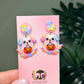 Ghost Dog Halloween Dangle Earrings, Pastel Rainbow Puppy Earrings, Cute Spooky Resin Sealed Lightweight Jewelry