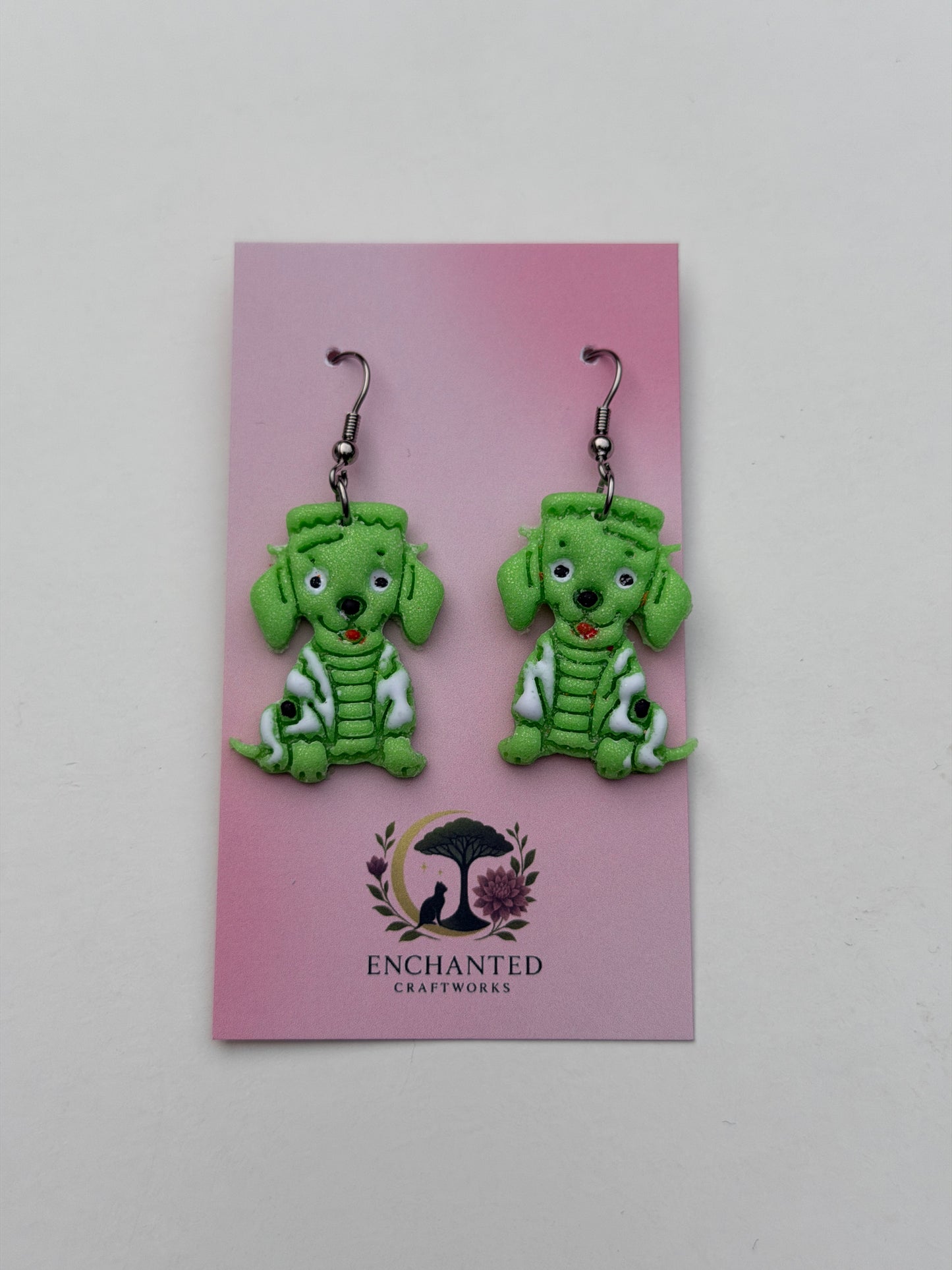 Halloween Dog Clay Earrings, Cute Costume Puppy Dangles, Pumpkin Angel Devil Frankenstein Dog Earrings, Fall Pet Jewelry