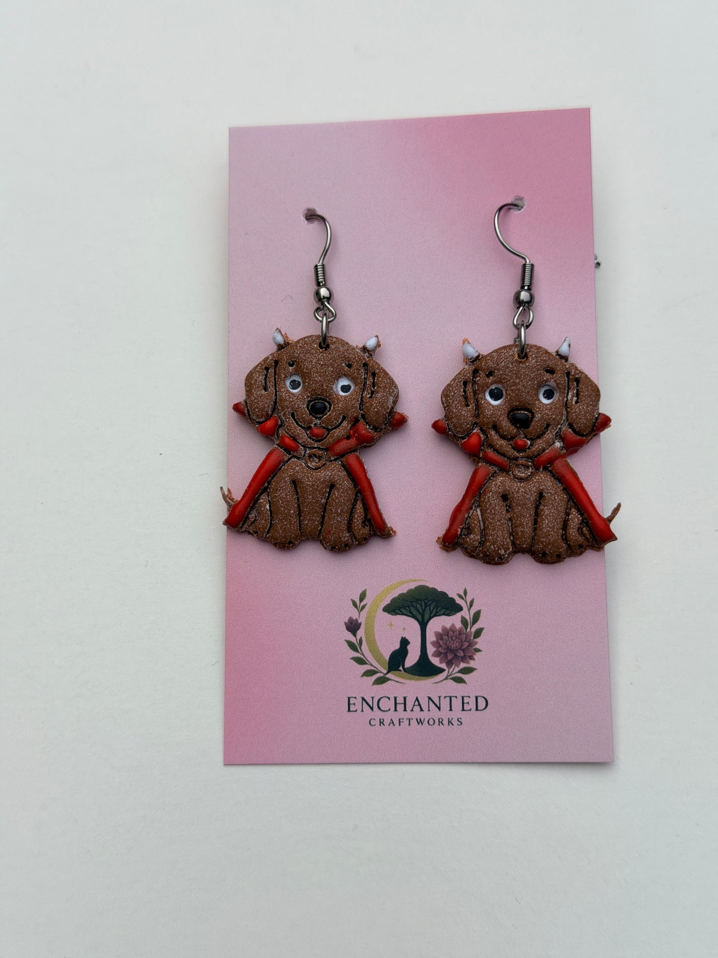 Halloween Dog Clay Earrings, Cute Costume Puppy Dangles, Pumpkin Angel Devil Frankenstein Dog Earrings, Fall Pet Jewelry