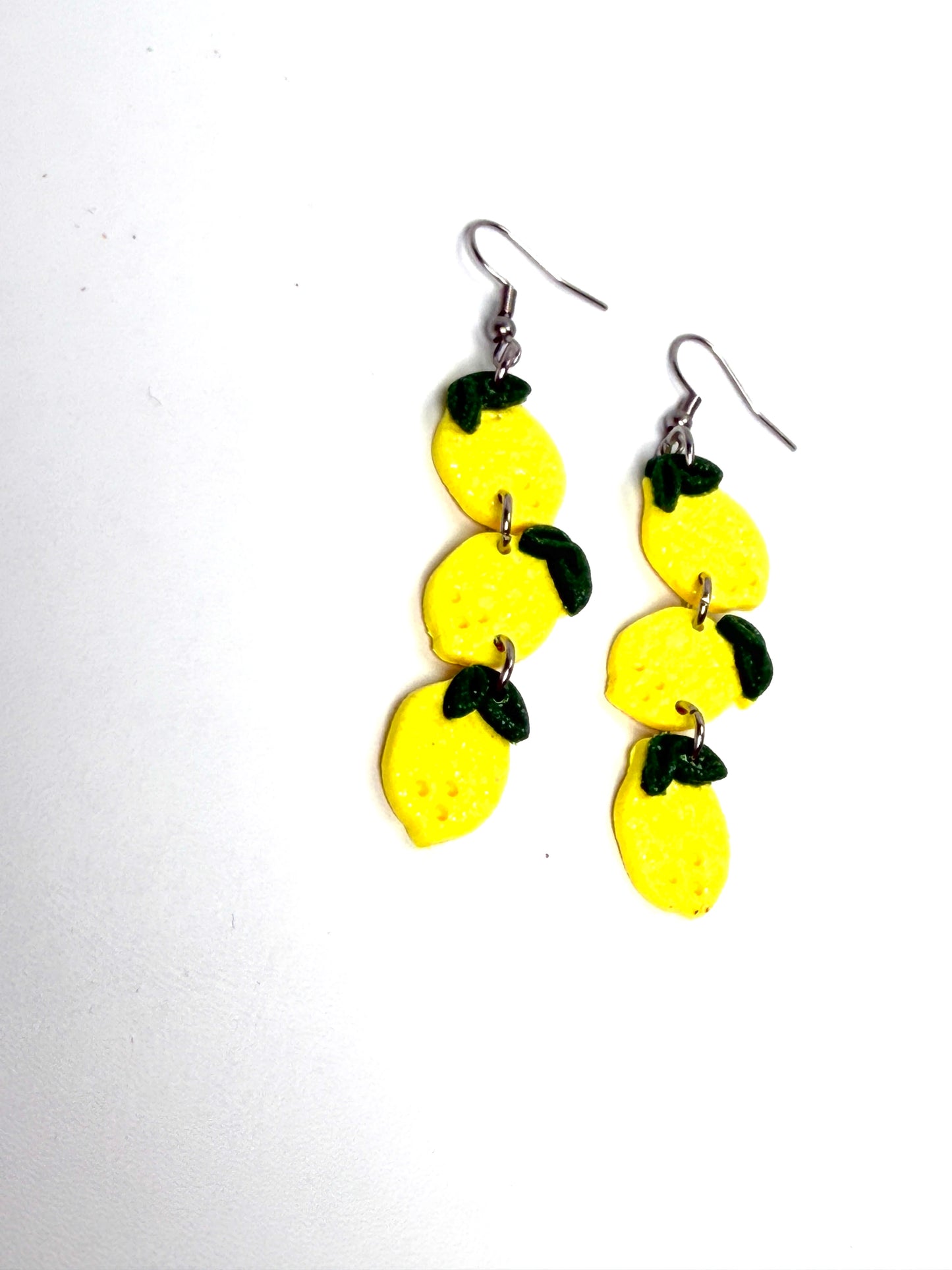 Lemon Dangle Earrings | Handmade Polymer Clay Earrings | Cute Fruit Jewelry | Lightweight Hypoallergenic Summer Earrings