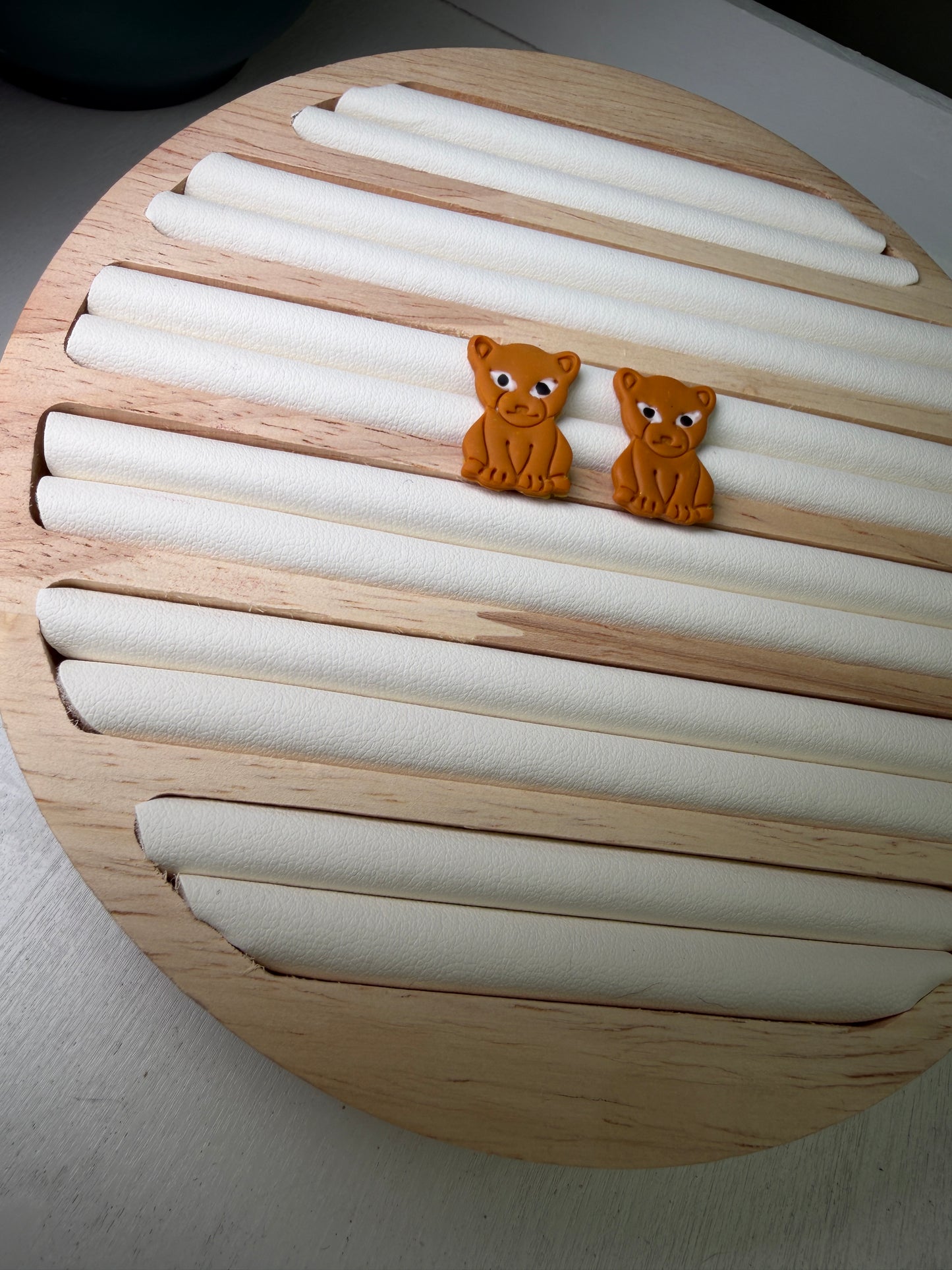 Baby Lion Cub Stud Polymer Clay Earrings