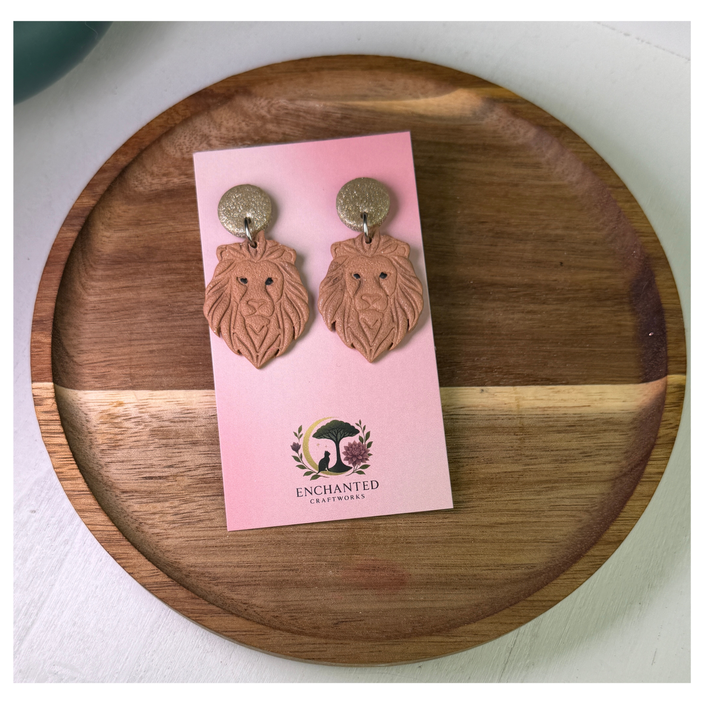 Leo Zodiac Lion Dangle Polymer Clay Earrings