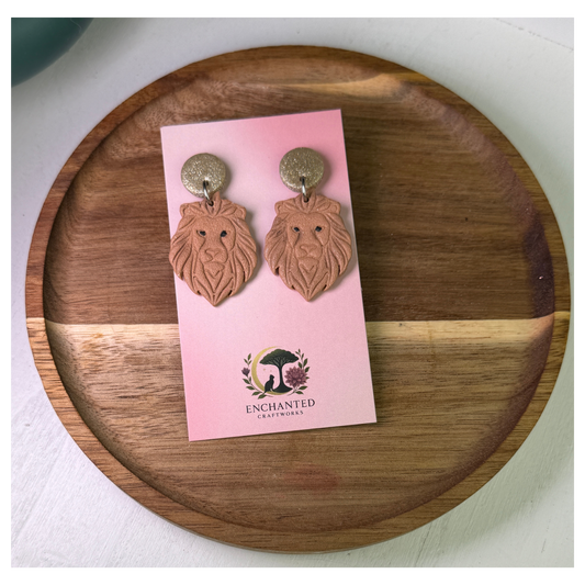 Leo Zodiac Lion Dangle Polymer Clay Earrings