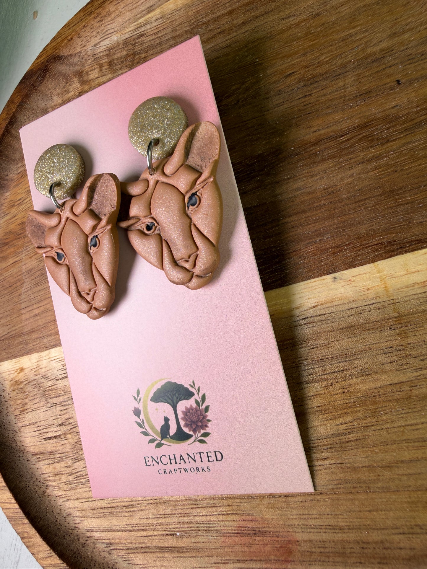 Golden Lioness Dangle Polymer Clay Earrings