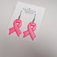 Breast Cancer Awareness Earrings, Pink Ribbon Polymer Clay Earrings, Studs or Dangles