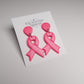 Breast Cancer Awareness Earrings, Pink Ribbon Polymer Clay Earrings, Studs or Dangles