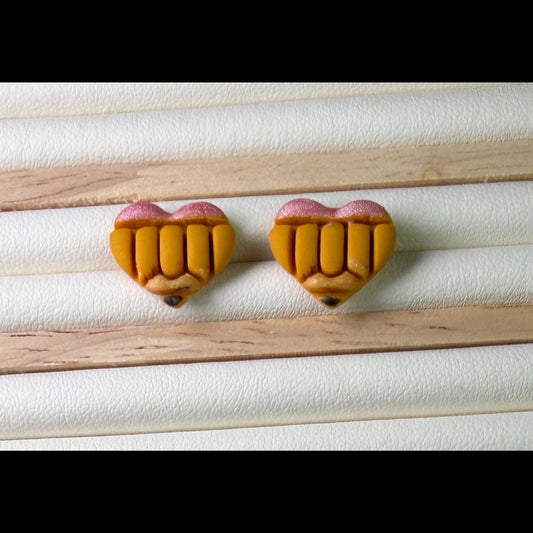 Pencil Heart Stud Earrings