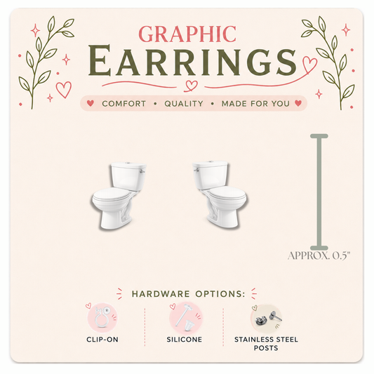 Toilet Stud Earrings, Funny Bathroom Earrings, Plumber Gift, Toilet Humor Earrings, White Toilet Studs, Hypoallergenic