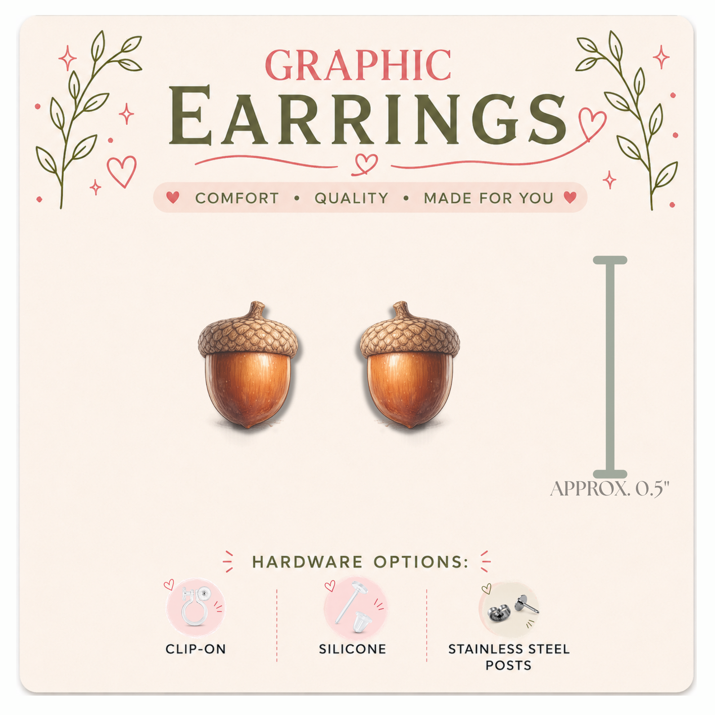 Acorn & Oak Leaf Stud Earrings, Mismatched Fall Earrings, Autumn Nature Jewelry, Woodland Earrings, Forest Lover Gift