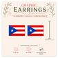 Puerto Rico Flag Stud Earrings, Round or Rectangle Flag Earrings, Boricua Jewelry, Resin Sealed Lightweight Studs