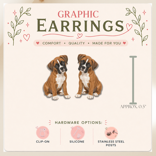 Boxer Puppy Stud Earrings, Boxer Dog Earrings, Dog Lover Gift, Cute Boxer Puppy Jewelry, Graphic Stud Earrings, Handmade Pet Earrings