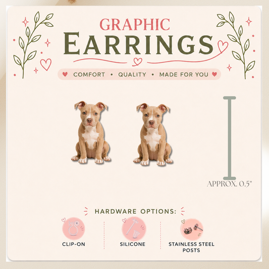 Pit Bull Puppy Stud Earrings, Pitbull Dog Earrings, Dog Lover Gift, American Pit Bull Terrier Jewelry, Cute Puppy Graphic Stud Earrings