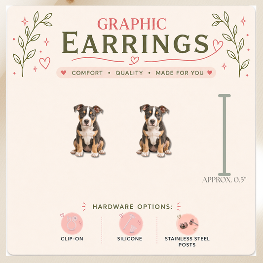 Tri Color Pit Bull Stud Earrings, Pitbull Earrings, Pit Bull Mom Gift, Dog Lover Earrings, Cute Graphic Stud Jewelry