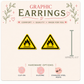 Flammable Warning Sign Stud Earrings, Hazard Graphic Studs, Resin Sealed Lightweight Jewelry