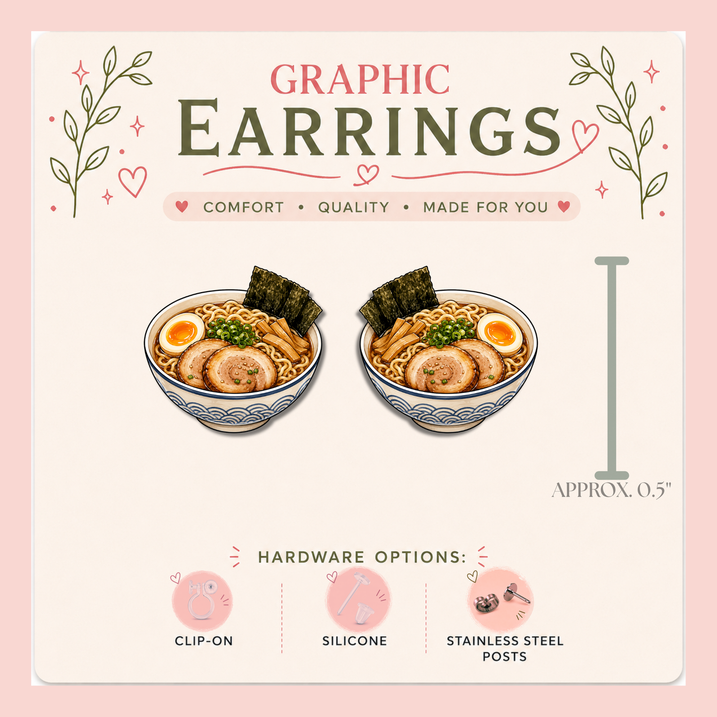 Ramen and Soup Dumpling Stud Earrings, Mismatched Food Earrings, Ramen Lover Gift, Dumpling Earrings, Cute Foodie Jewelry