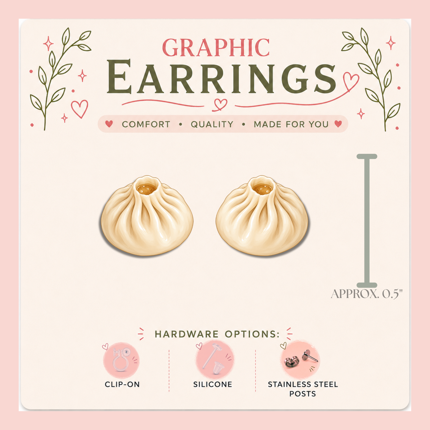 Ramen and Soup Dumpling Stud Earrings, Mismatched Food Earrings, Ramen Lover Gift, Dumpling Earrings, Cute Foodie Jewelry