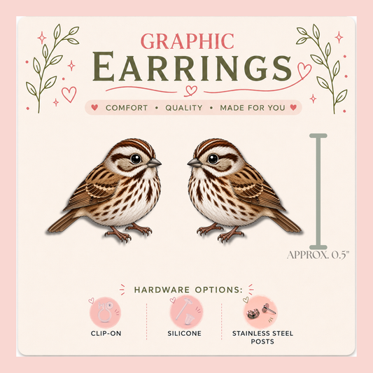 Song Sparrow Stud Earrings, Song Sparrow Earrings, Bird Stud Earrings, Backyard Bird Gift, Bird Lover Jewelry, Nature Earrings