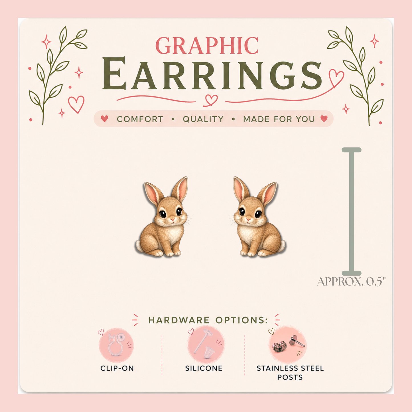 Bunny Stud Earrings, Cute Rabbit Earrings, Baby Bunny Studs, Woodland Animal Earrings, Rabbit Lover Gift, Spring Earrings