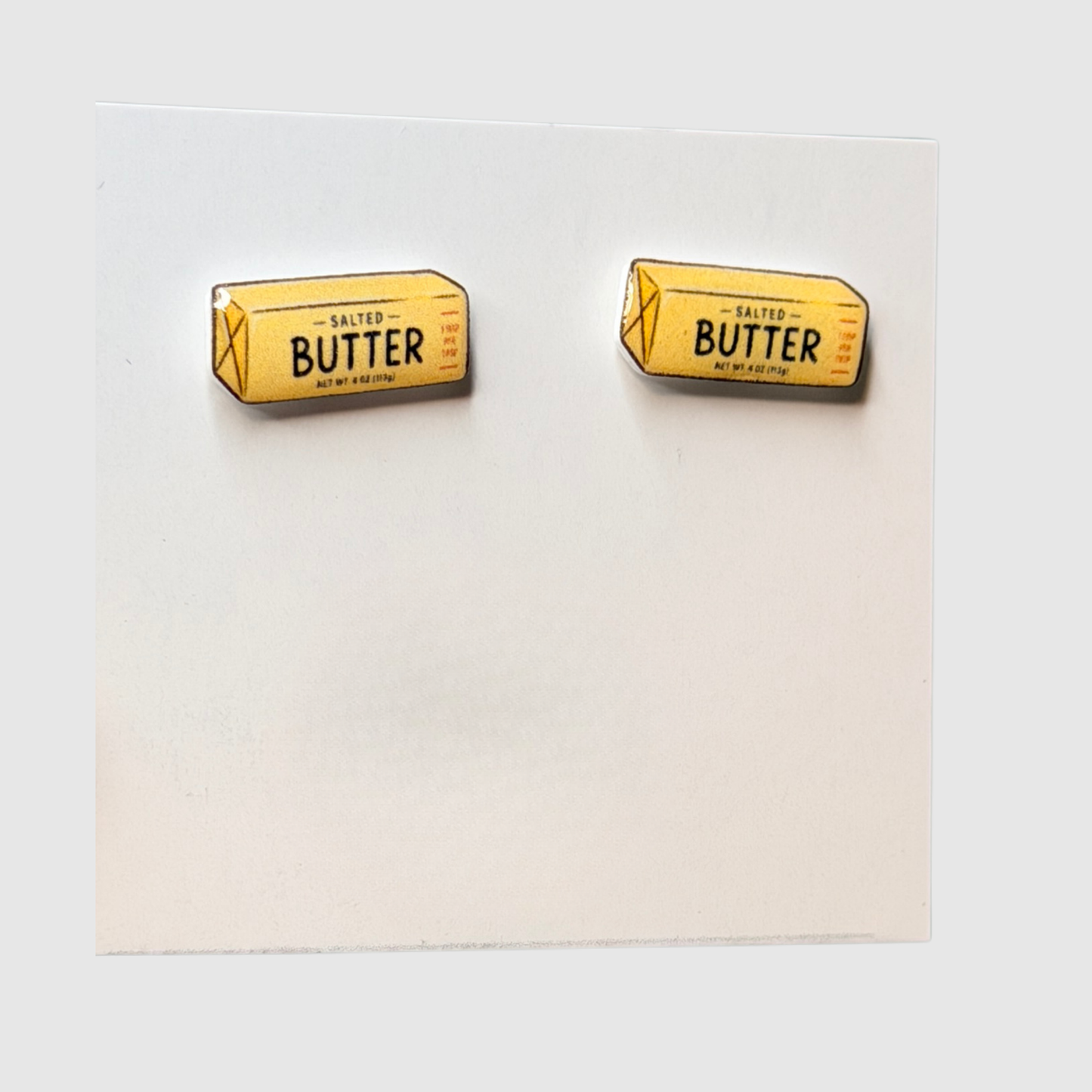 Butter Stud Earrings, Funny Food Earrings, Salted Butter Studs, Mini Food Jewelry, Cute Kitchen Earrings, Foodie Gift