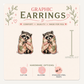 Raccoon Quilt Stud Earrings, Cozy Trash Panda, Floral Patchwork Blanket, Cute Woodland Jewelry, Lightweight Plastic (0.5")