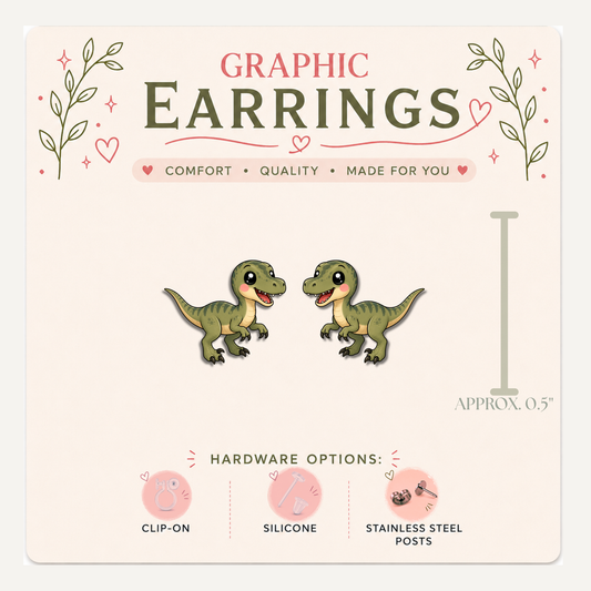 T Rex Stud Earrings, Cute Dinosaur Earrings, Green Dino Jewelry, Teacher Earrings, Dinosaur Lover Gift