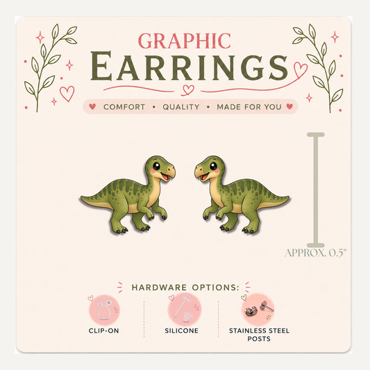 Iguanodon Stud Earrings, Cute Dinosaur Earrings, Green Dino Jewelry, Prehistoric Earrings, Dinosaur Lover Gift