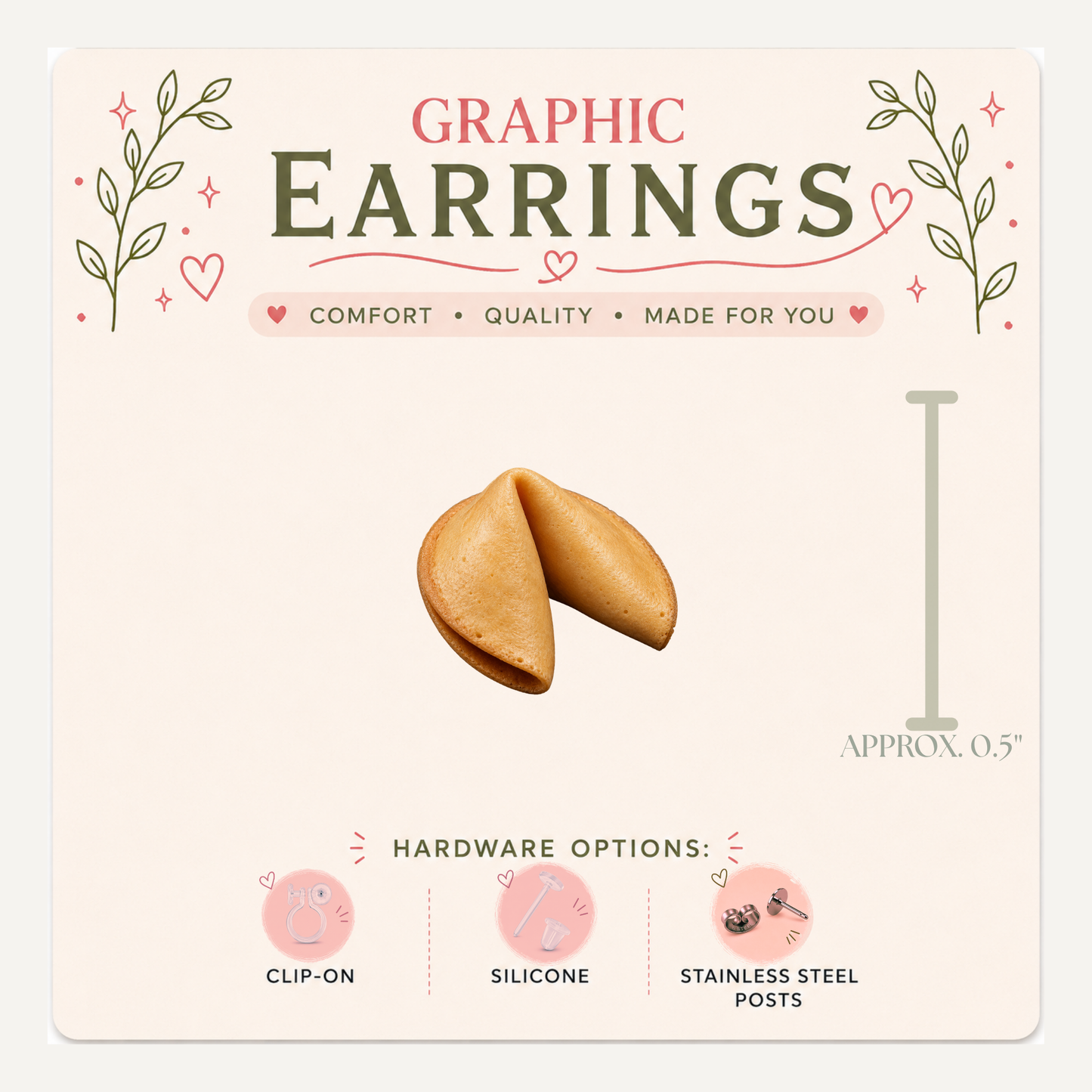 Chinese Takeout Mismatched Stud Earrings, Fortune Cookie Soy Sauce Earrings, Foodie Graphic Studs, Pick Two