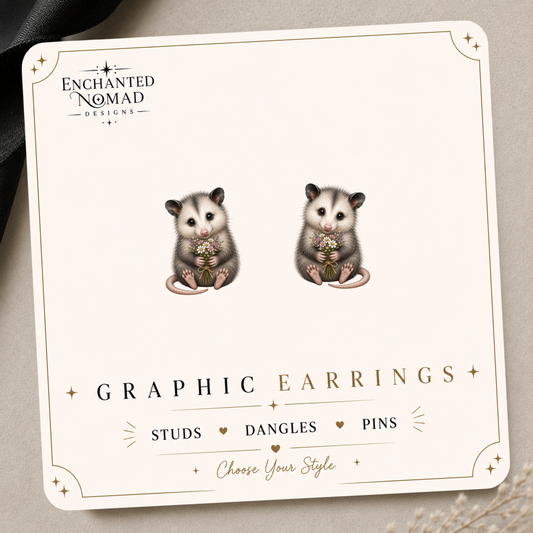 Cute Opossum Stud Earrings