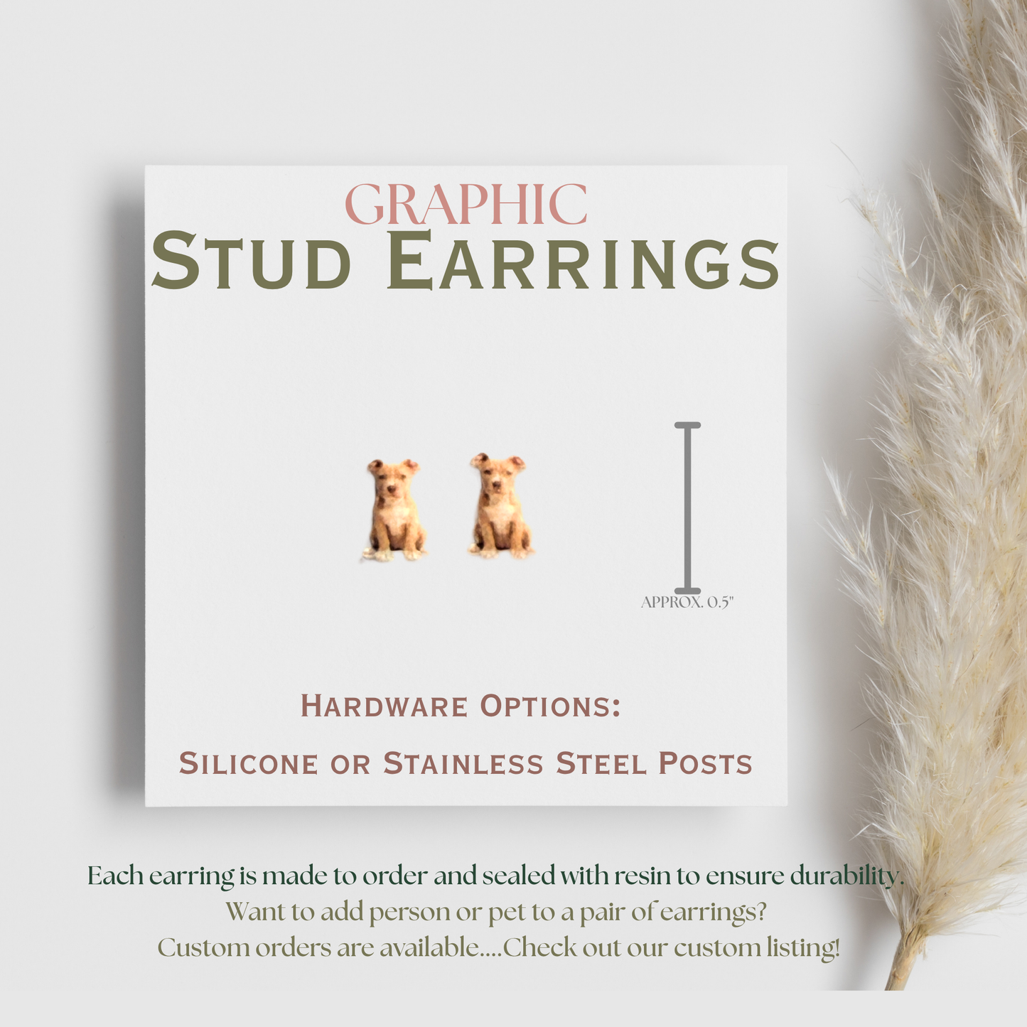 Pit Bull Puppy Stud Earrings, Pitbull Dog Earrings, Dog Lover Gift, American Pit Bull Terrier Jewelry, Cute Puppy Graphic Stud Earrings