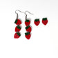 Strawberry Dangle Earrings – Handmade Polymer Clay Fruit Earrings, Cute Summer Jewelry, Lightweight Statement Earrings, Gift for Her