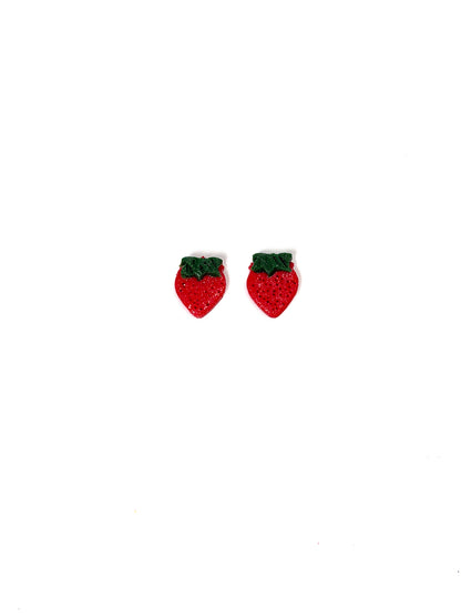 Strawberry Dangle Earrings – Handmade Polymer Clay Fruit Earrings, Cute Summer Jewelry, Lightweight Statement Earrings, Gift for Her