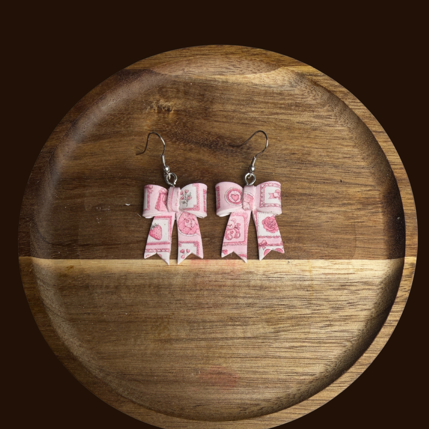 Handcrafted Bow Dangle Earrings