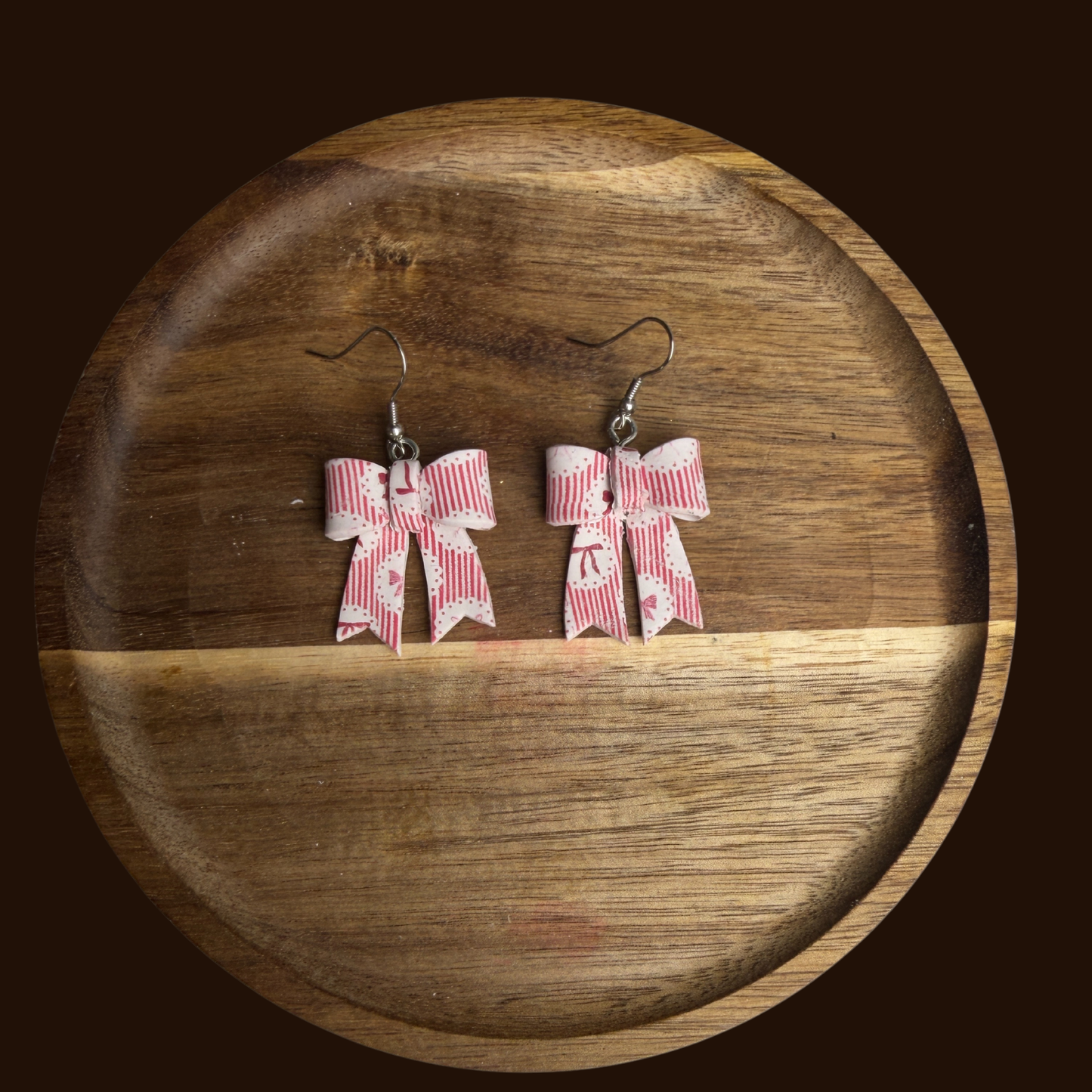 Handcrafted Bow Dangle Earrings