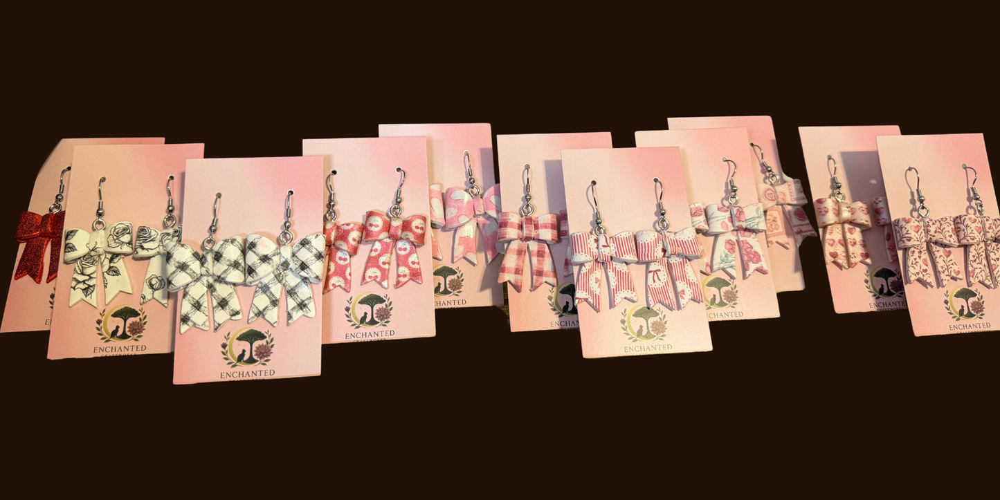 Handcrafted Bow Dangle Earrings