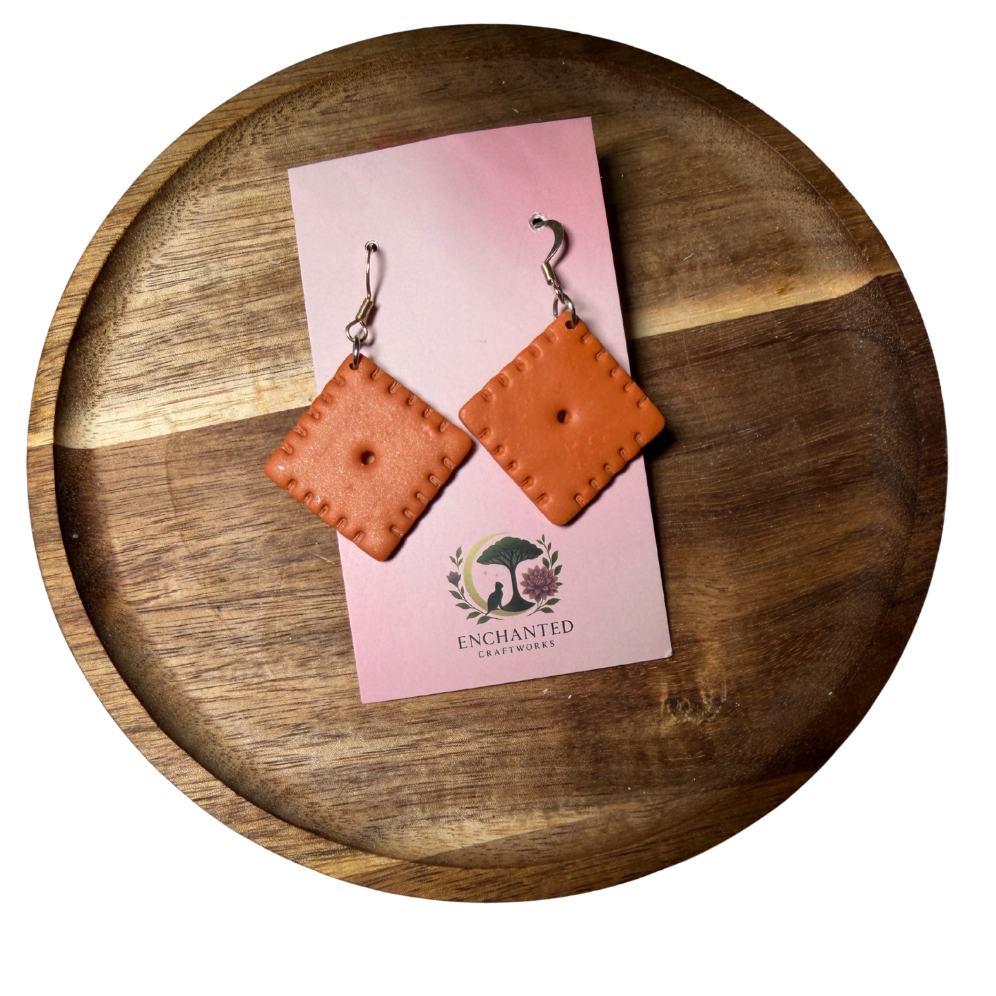 Cheddar Cracker Polymer Clay Dangle Earrings