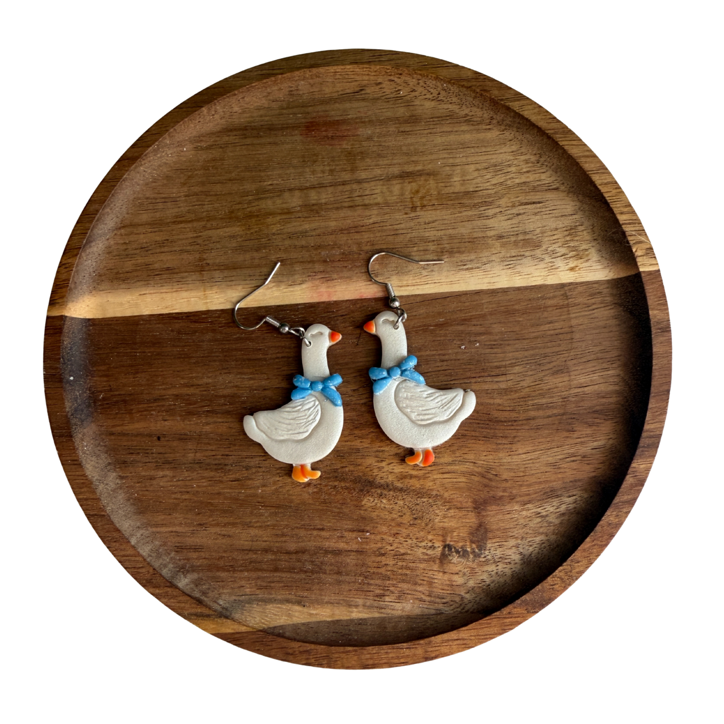 Enchanted Silly Goose Polymer Clay Dangle Earrings